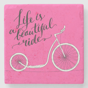 Het leven is een mooie rode roze stenen onderzetter