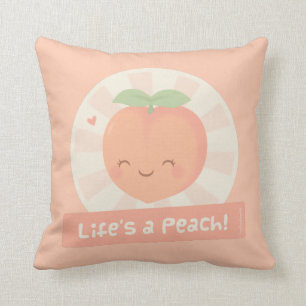 Het leven is een Peach Cute Pun Food Humor Kussen