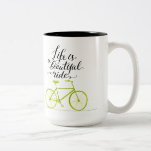 Het leven is een prachtig ride Lime Green Tweekleurige Koffiemok