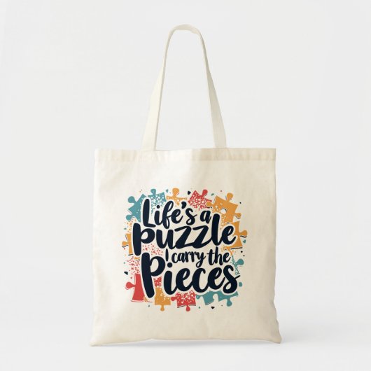 Het leven is een puzzel uniek plezier tote bag (Voorkant)