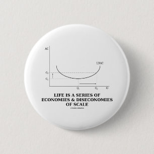 Het leven is een reeks economieën en economieën  ronde button 5,7 cm