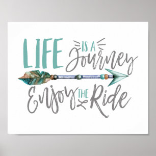 Het leven is een reis Geniet van de ride Boho Wand Poster