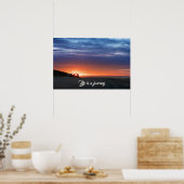 Het leven is een reis levendig strand zonsondergan poster (Keuken)
