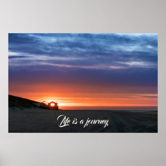 Het leven is een reis levendig strand zonsondergan poster (Voorkant)