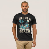 Het leven is een strand chill schildpad - grappig t-shirt (Voorkant volledig)