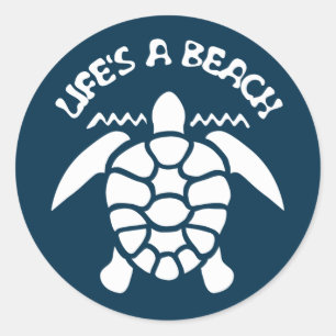 Het leven is een strand Funny Quote - Zee Turtle Ronde Sticker
