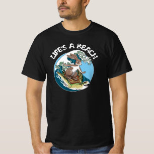 Het leven is een strand - Rabbit en Turtle Surfing T-shirt