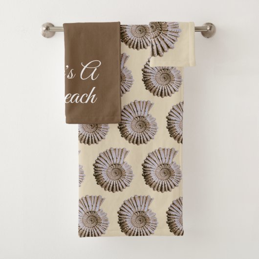 Het leven is een strand spiraal dan schelpen bad handdoek (Insitu)