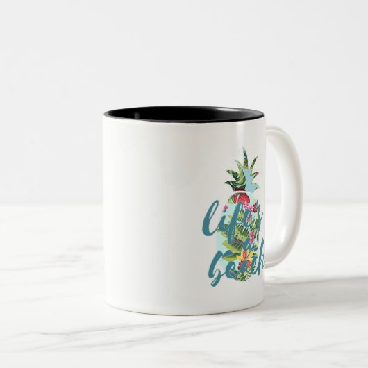 Het leven is een strand tropische ananas Mok (Voorkant rechts)