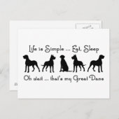 Het leven is eenvoudig Eet Slaap Geweldige Deen Ho Briefkaart (Voorkant / Achterkant)