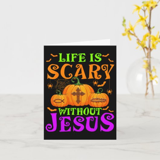 Het leven is eng zonder Jesus Christelijk Hallowee Kaart (Gele Bloem)