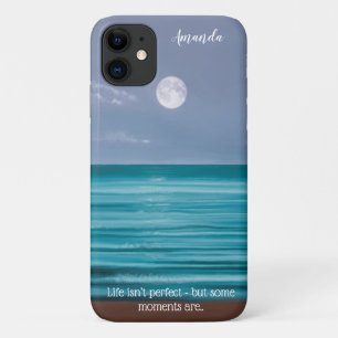 Het leven is geen perfecte maan boven blauwgroen z iPhone 11 hoesje