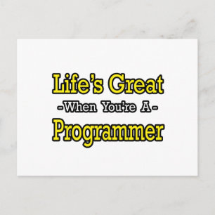 Het leven is geweldig...Programmeur Briefkaart