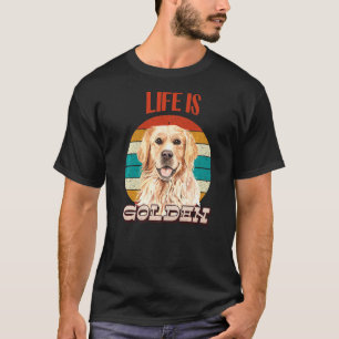 Het leven is Golden Funny Golden Retriever Retro D T-shirt