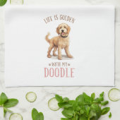 Het leven is Golden met een Doodle Theedoek (Gevouwen)