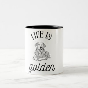 Het leven is Golden Minimalist Black White Coffee Tweekleurige Koffiemok