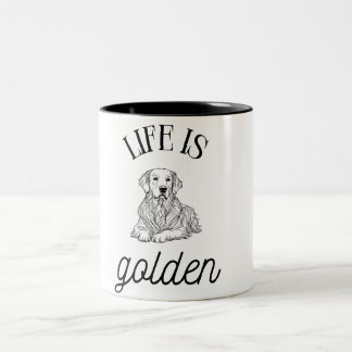 Het leven is Golden Minimalist Black White Coffee Tweekleurige Koffiemok