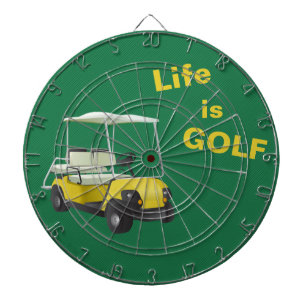 Het leven is Golf Cart Green Yellow Dartboard Dartbord