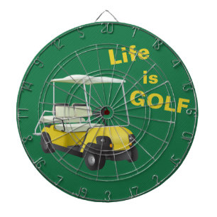 Het leven is Golf Cart Green Yellow Dartboard Dartbord
