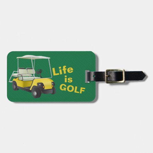 Het leven is Golf Cart Personalized Bag Label Bagagelabel (Voorkant horizontaal)