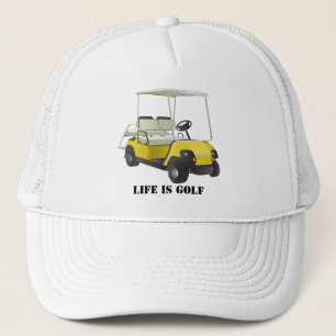 Het leven is Golf Golfer Cart Yellow White Ball Pe Trucker Pet