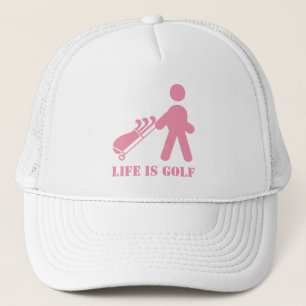 Het leven is Golf Golfer Pink White Women's Ball P Trucker Pet