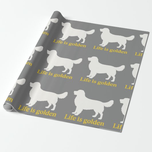 Het leven is goud met een retriever cadeaupapier (Uitgerold)