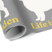 Het leven is goud met een retriever cadeaupapier (Rol Hoek)