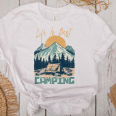 "Het leven is het beste als je kampeert" Retro Mou T-shirt
