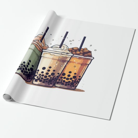 Het leven is kort, drink de boba cadeaupapier (Uitgerold)