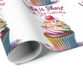 Het leven is kort, eet de cupcake - grappig en zoe cadeaupapier (Rol Hoek)