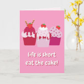 Het leven is kort, eet de taart! Leuke verjaardag Kaart (Gele Bloem)