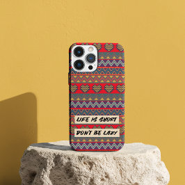 Het leven is kort, wees niet lui - geometrisch har Case-Mate iPhone 14 hoesje