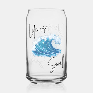 Het leven is leuk | Oceaan Golf Minimalistische Es Blikvorm Glas