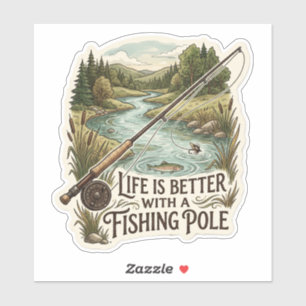 Het leven is leuker met een hengel sticker