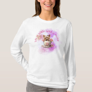 Het leven is leuker met een Yorkie - Bloemige Thee T-shirt