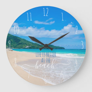 Het leven is leuker op het strand Grote klok