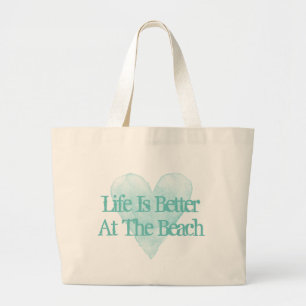 Het leven is leuker op het strand jumbo canvas tas