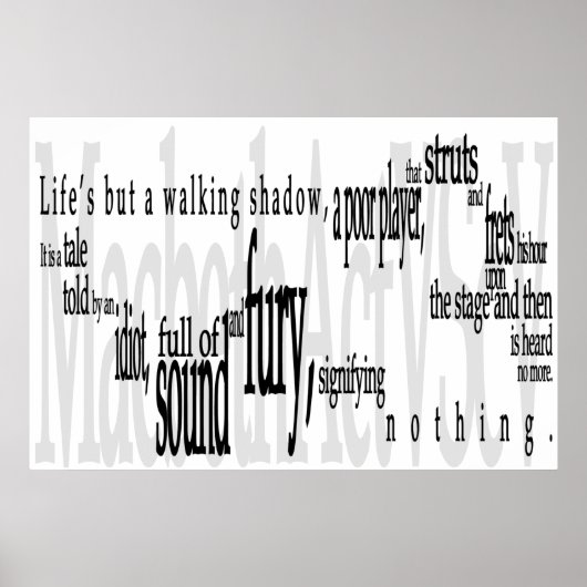 'Het leven is maar een Walking Shadow' Shakespeare Poster (Voorkant)
