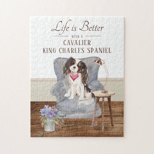 Het leven is met een Cavalier koning Charles Spani Legpuzzel (Verticaal)