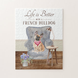 Het leven is met een Franse bullehond Jigzaag Puzz Legpuzzel