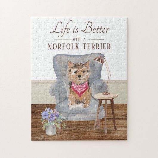 Het leven is met een Norfolk Terrier Jigzaag Puzzl Legpuzzel (Verticaal)