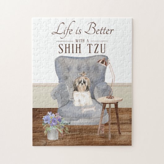 Het leven is met een SHIH TZU Jigzaag Puzzle Legpuzzel (Verticaal)