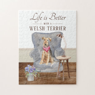 Het leven is met een WELSH TERRIER Terrier Jigzaag Legpuzzel