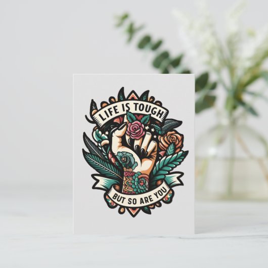 Het leven is moeilijk, dus jij ook. briefkaart (Staand voorkant)
