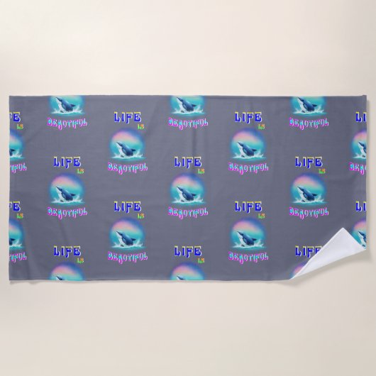 Het leven is mooi Hermanus Afrika September Whale Strandlaken (Voorkant)