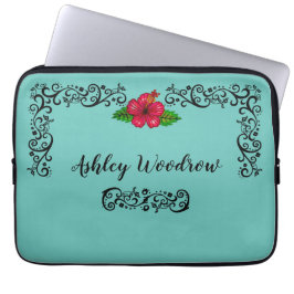 Het leven is mooi Hibiscus Bagagelabel Laptop Sleeve