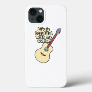 Het leven is mooi met mijn gitaar. positieve woord iPhone 13 hoesje
