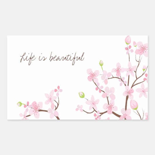Het leven is mooie Cherry Blossoms Sticker (Voorkant)