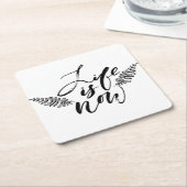 Het leven is nu vierkante kartonnen onderzetter (Schuin)